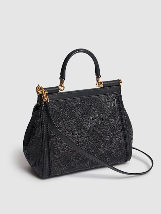 Dolce&Gabbana: Medium Sicily中号刺绣手提包 - Nero/Nero - women_5 | Luisa Via Roma