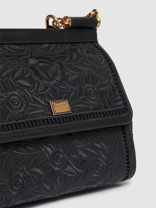 Dolce&Gabbana: Medium Sicily中号刺绣手提包 - Nero/Nero - women_4 | Luisa Via Roma