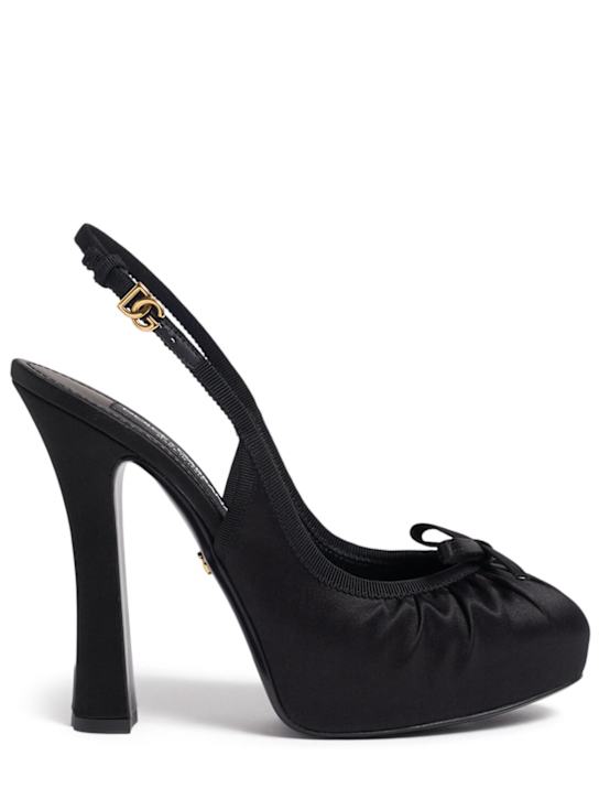 Dolce&Gabbana: 105mm Satin platform slingback heels - women_0 | Luisa Via Roma