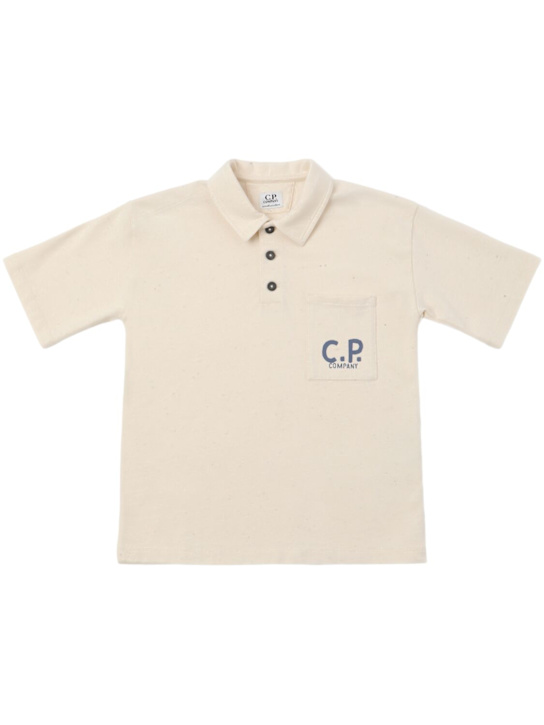 C.P. Company: T-Shirt aus Baumwolljersey mit Logodruck - Beige - kids-boys_0 | Luisa Via Roma
