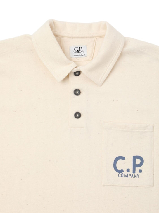 C.P. Company: T-Shirt aus Baumwolljersey mit Logodruck - Beige - kids-boys_1 | Luisa Via Roma