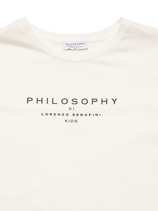 Philosophy: Camiseta de jersey de algodón con logo - Blanco - kids-girls_1 | Luisa Via Roma