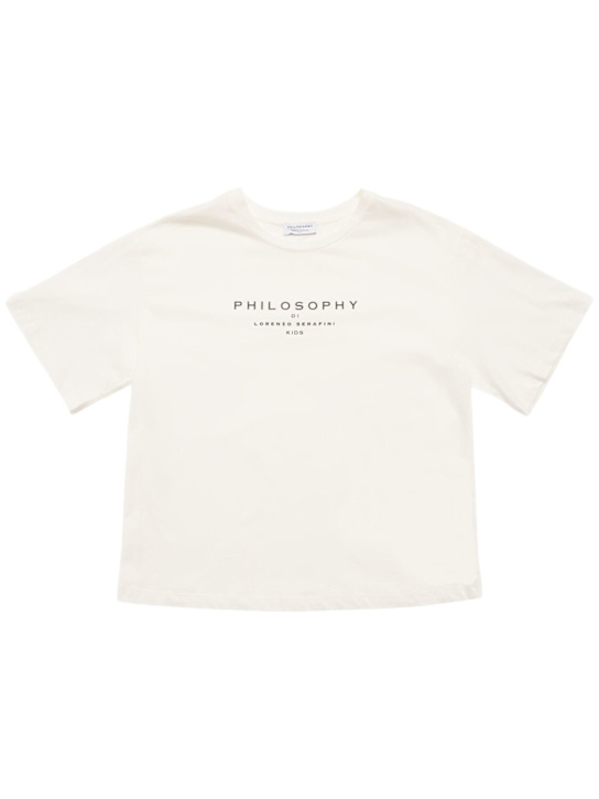 Philosophy: Camiseta de jersey de algodón con logo - Blanco - kids-girls_0 | Luisa Via Roma