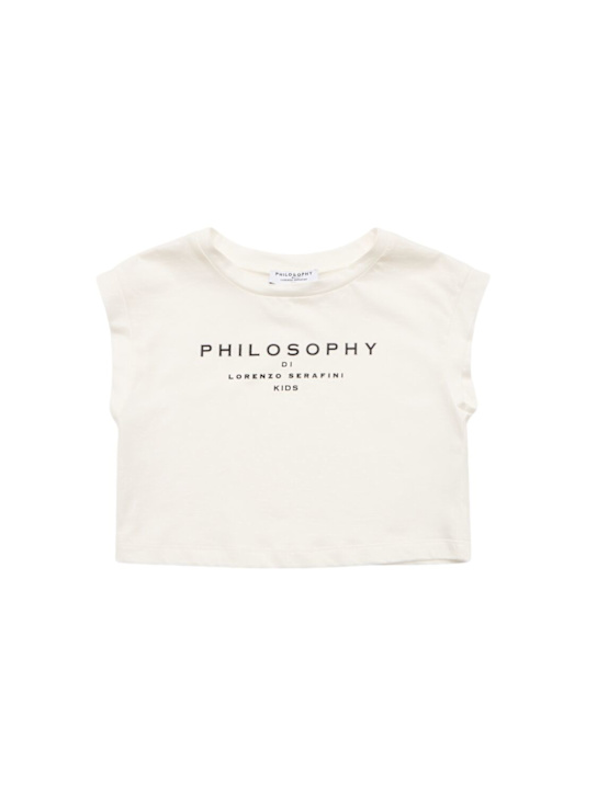 Philosophy: コットンジャージークロップドTシャツ - ホワイト - kids-girls_0 | Luisa Via Roma