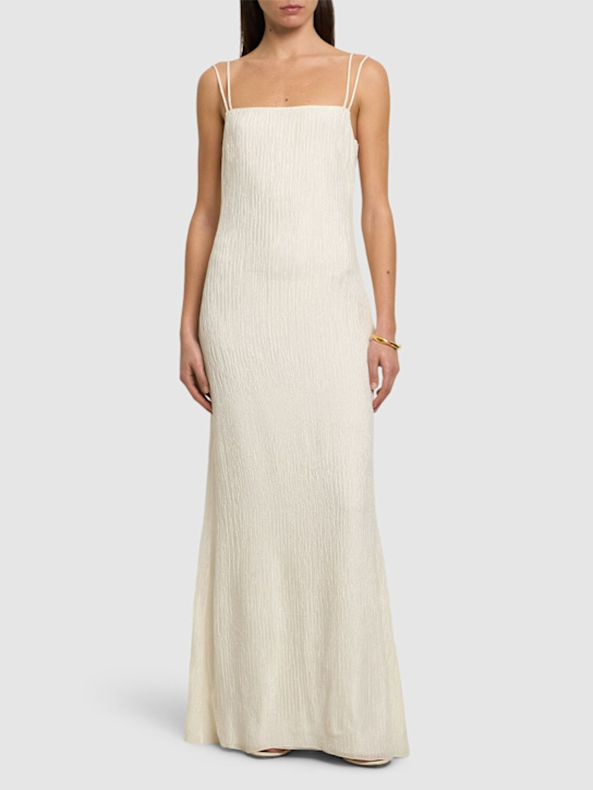 Gabriela Hearst: Avebury double plissé midi slip dress - Ivory - women_1 | Luisa Via Roma