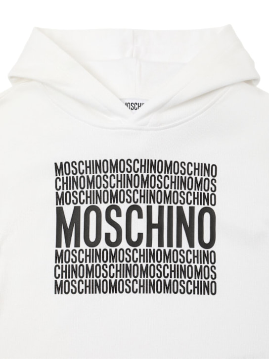 Moschino: Printed cotton hooded sweatshirt - White - kids-girls_1 | Luisa Via Roma