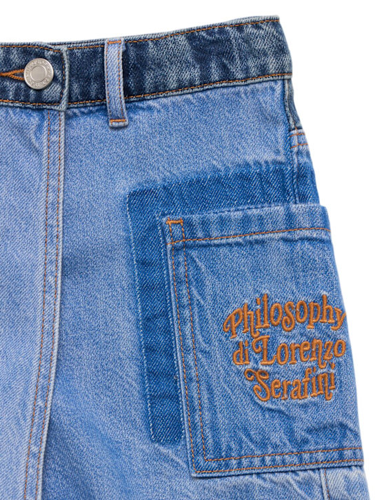 Philosophy: コットンデニム ラップショートパンツ - ブルー - kids-girls_1 | Luisa Via Roma
