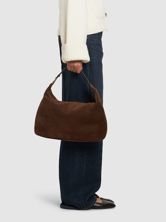 Liffner: Sac porté épaule en daim Pillow - Marron Foncé - women_1 | Luisa Via Roma