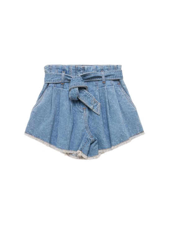 Philosophy: ベルト付き コットンブレンドデニムショートパンツ - ブルー - kids-girls_0 | Luisa Via Roma