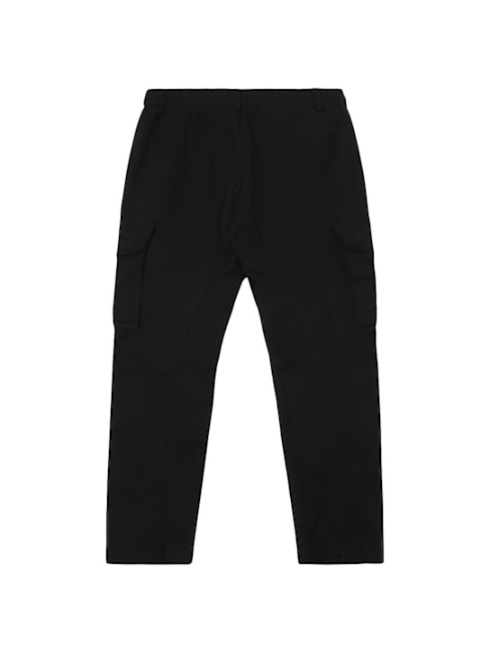 C.P. Company: Stretch cotton gabardine cargo pants - Black - kids-boys_2 | Luisa Via Roma