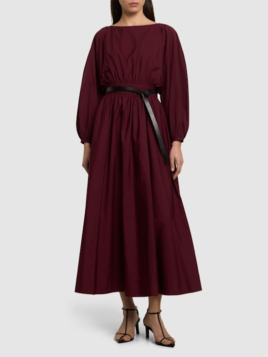 Gabriela Hearst: Ahmose cotton poplin midi dress - Bordeaux - women_1 | Luisa Via Roma