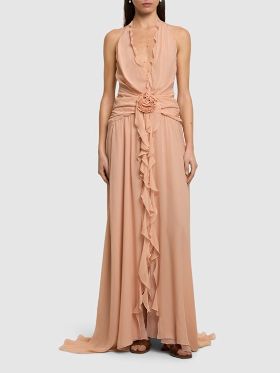 Blumarine: Draped georgette dress - women_1 | Luisa Via Roma