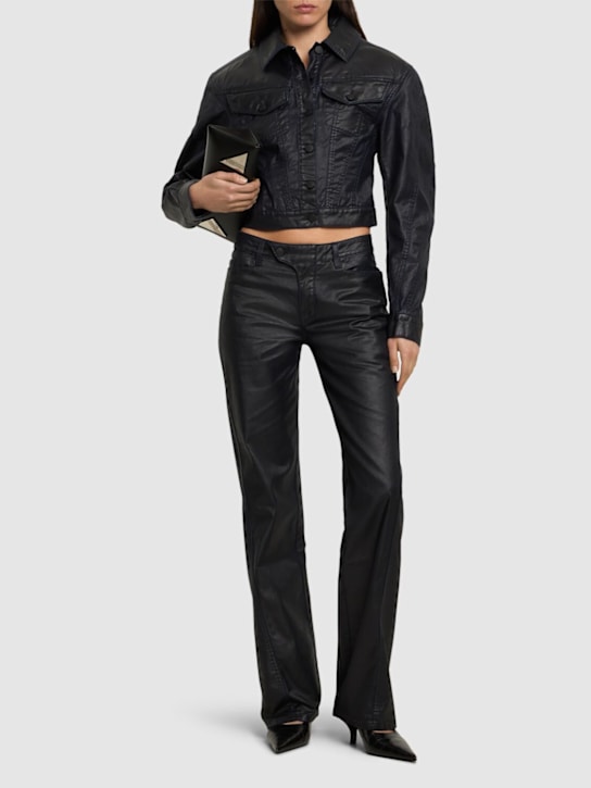 Waxed denim mid rise straight jeans - Thumbnail 2