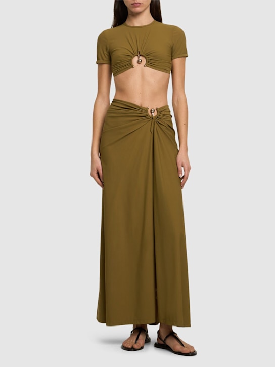 Christopher Esber: Ruched Orbit cropped lycra top - women_1 | Luisa Via Roma