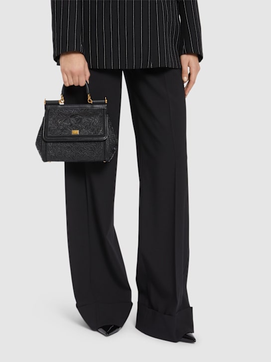 Dolce&Gabbana: Medium Sicily中号刺绣手提包 - Nero/Nero - women_1 | Luisa Via Roma
