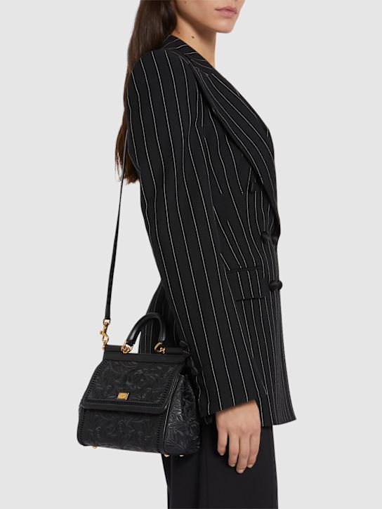 Dolce&Gabbana: Medium Sicily中号刺绣手提包 - Nero/Nero - women_2 | Luisa Via Roma