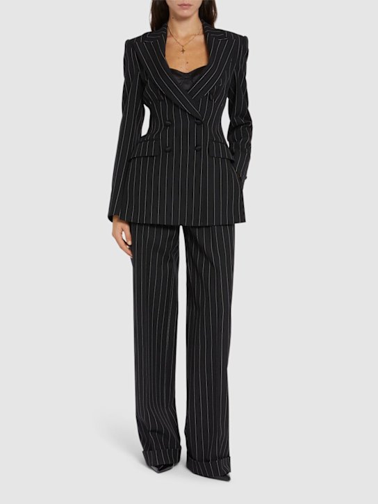 Dolce&Gabbana: Pinstripe wool blend straight pants - women_1 | Luisa Via Roma
