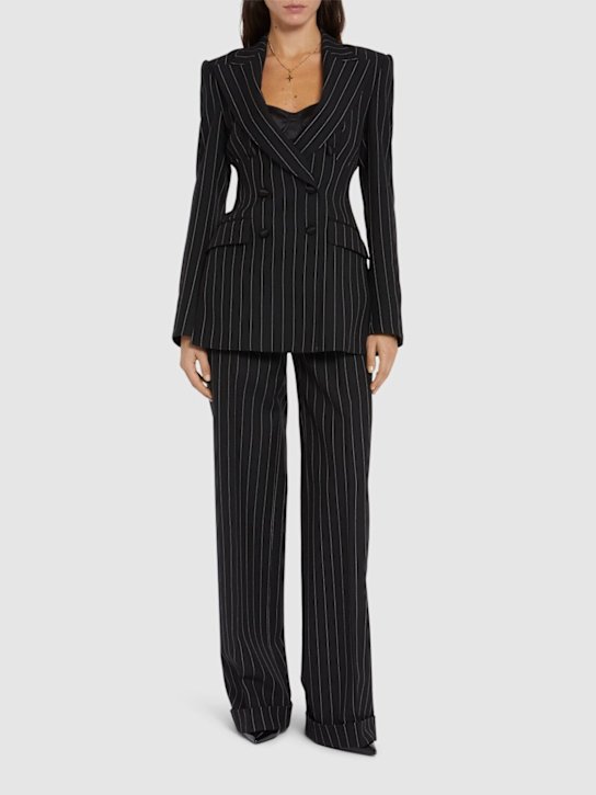 Dolce&Gabbana: Pinstripe wool blend blazer - women_1 | Luisa Via Roma