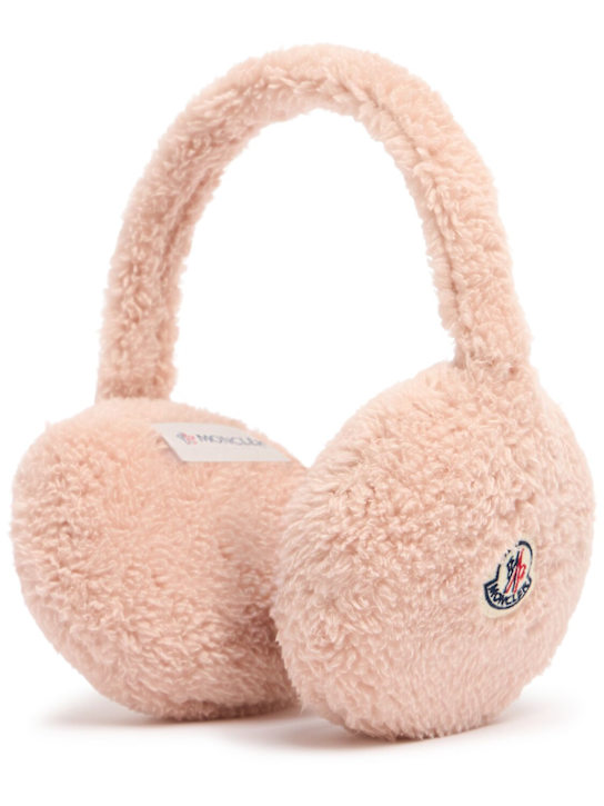 Moncler: Teddy capsule padded ear muffs - Pink - women_0 | Luisa Via Roma