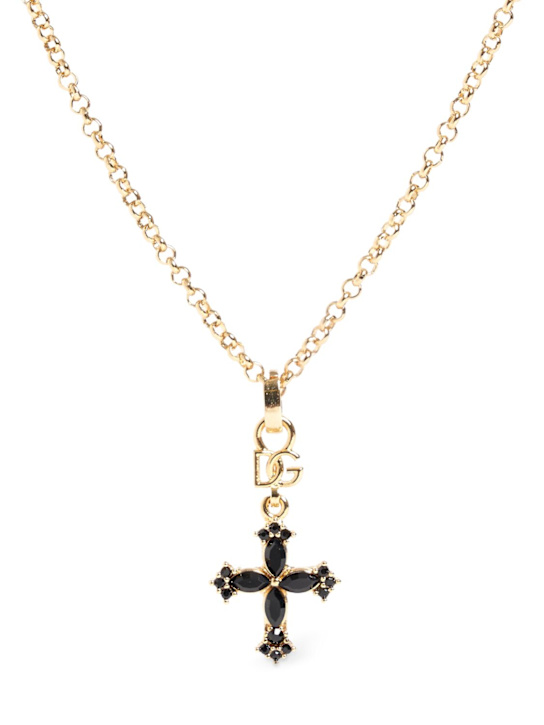 Dolce&Gabbana: Plated cross pendant necklace - Gold - women_0 | Luisa Via Roma