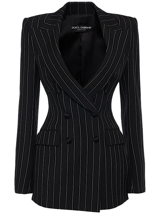 Dolce&Gabbana: Pinstripe wool blend blazer - women_0 | Luisa Via Roma