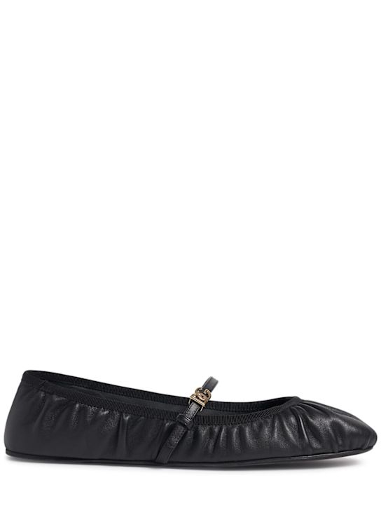 Dolce&Gabbana: 5mm Criss cross nappa ballerina flats - Siyah - women_0 | Luisa Via Roma