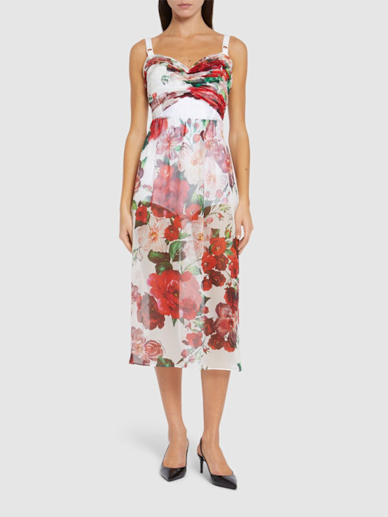 Dolce&Gabbana: Flower print chiffon midi skirt - women_1 | Luisa Via Roma