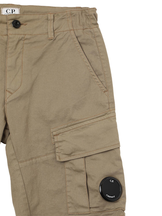 C.P. Company: Stretch cotton gabardine cargo shorts - kids-boys_1 | Luisa Via Roma
