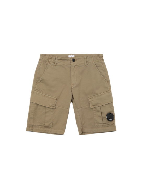 C.P. Company: Stretch cotton gabardine cargo shorts - kids-boys_0 | Luisa Via Roma