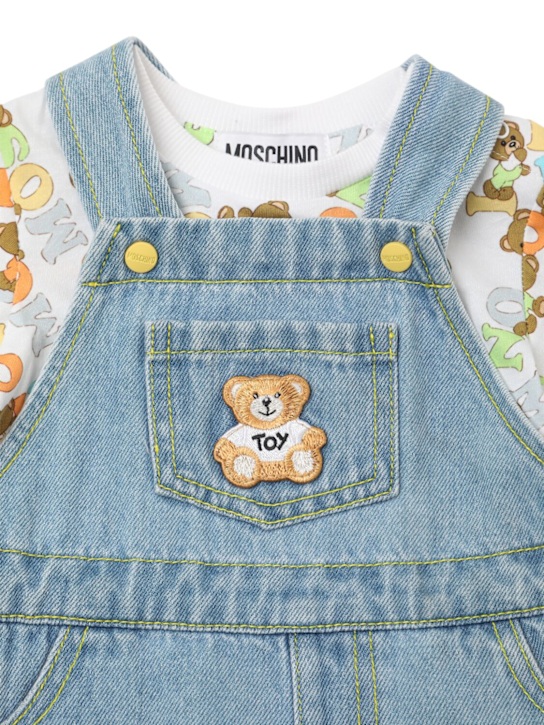 Moschino: コットンTシャツ＆デニムオーバーオール - kids-boys_1 | Luisa Via Roma