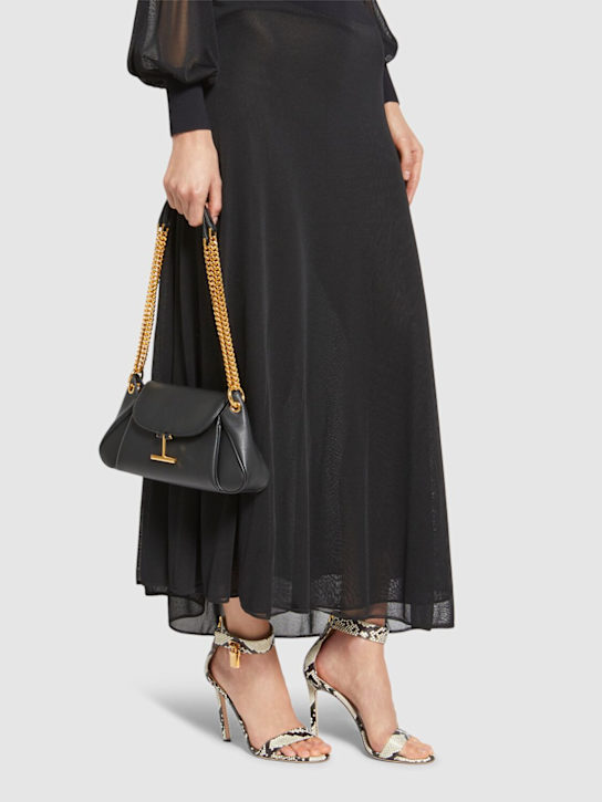 Tom Ford: 105mm Padlock embossed leather sandals - Beige/Black - women_1 | Luisa Via Roma