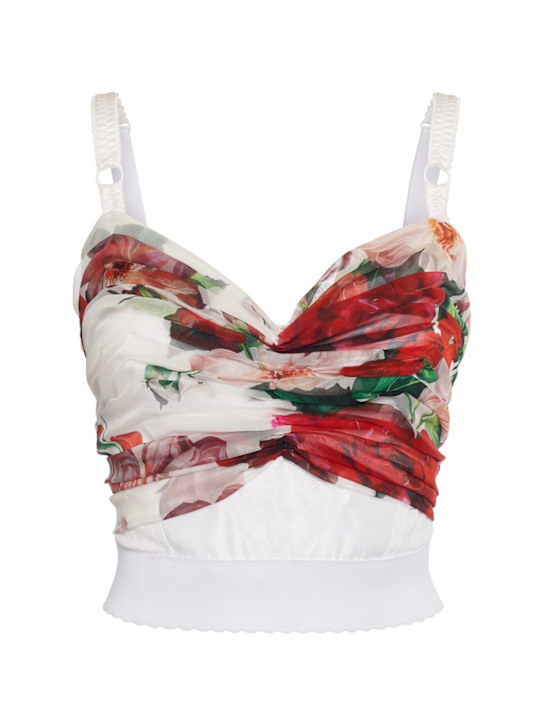 Flower print chiffon bra top - Thumbnail 1