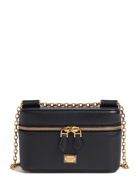 Dolce&Gabbana: Small leather vanity case - Black - women_0 | Luisa Via Roma