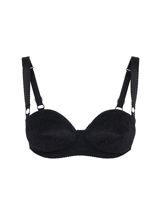 Dolce&Gabbana: Satin & lace bra - Black - women_0 | Luisa Via Roma