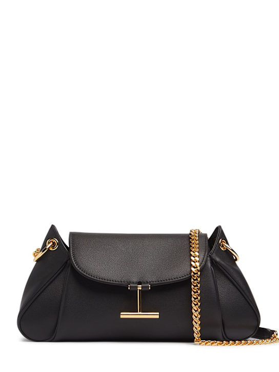 Tom Ford: Natural grain leather chain shoulder bag - Black - women_0 | Luisa Via Roma