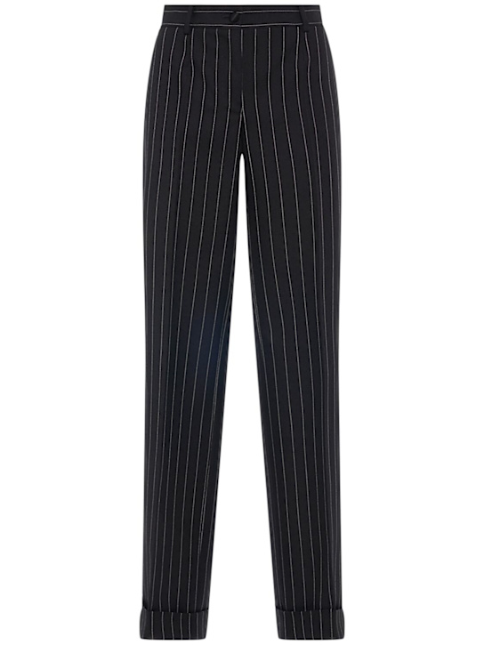Dolce&Gabbana: Pinstripe wool blend straight pants - women_0 | Luisa Via Roma