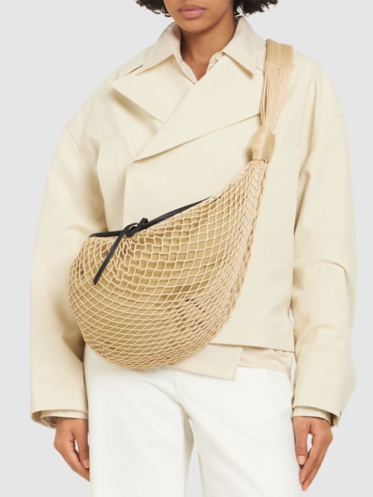 Lemaire: Medium Fortune Croissant Filt net bag - Light Beige - women_1 | Luisa Via Roma