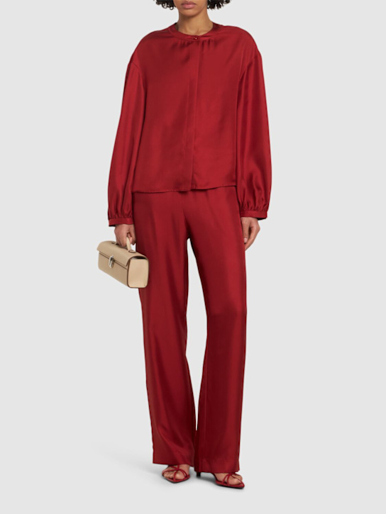 Loulou De Saison: Lea 볼륨 실크 셔츠 - 레드 - women_1 | Luisa Via Roma