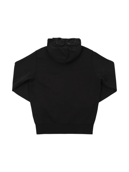 C.P. Company: Logo print cotton zip-up sweatshirt - Black - kids-boys_2 | Luisa Via Roma