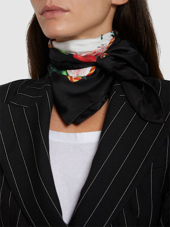 Dolce&Gabbana: Foulard in seta stampata - Rose Bianco - women_1 | Luisa Via Roma