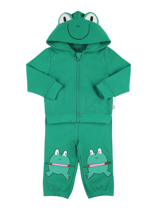 Stella McCartney Kids: コットンスウェットシャツ＆パンツ - グリーン - kids-girls_0 | Luisa Via Roma