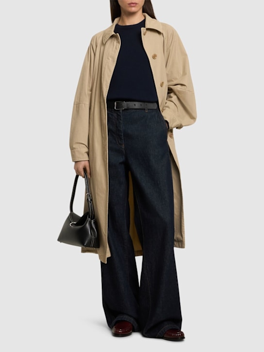 ASPESI: Cotton canvas belted long coat - Beige - women_1 | Luisa Via Roma