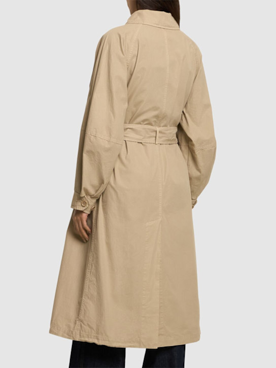 ASPESI: Cotton canvas belted long coat - Beige - women_3 | Luisa Via Roma