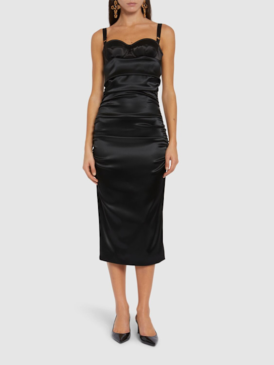 Stretch satin midi dress - Thumbnail 2