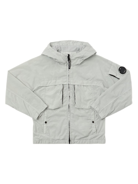 C.P. Company: Hooded nylon  jacket - Light Grey - kids-boys_0 | Luisa Via Roma