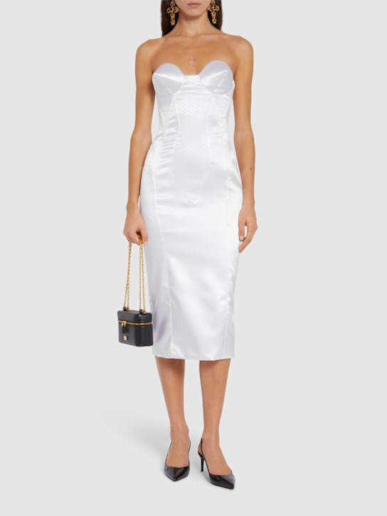 Dolce&Gabbana: Stretch satin midi dress - women_1 | Luisa Via Roma
