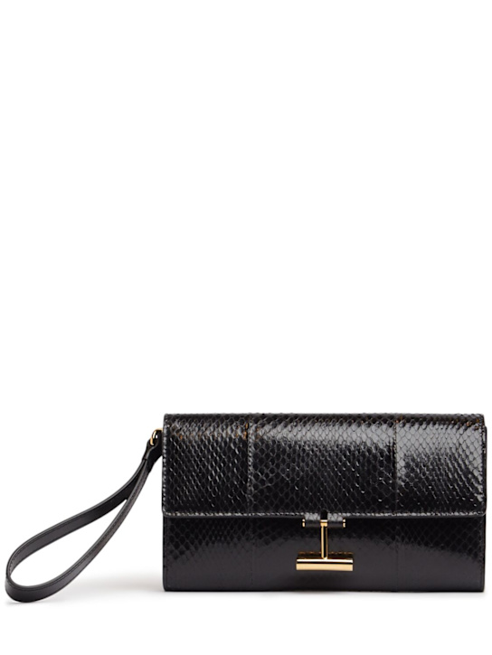 Tom Ford: Shiny ayers & leather wristlet pouch - women_0 | Luisa Via Roma