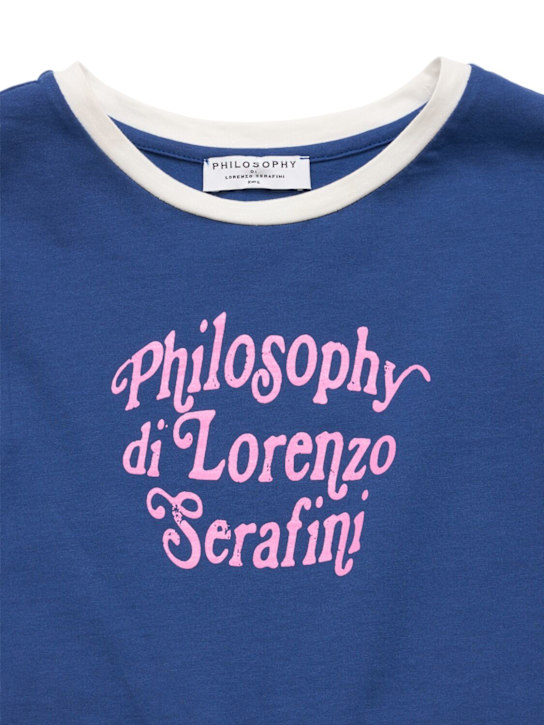 Philosophy: コットンジャージーTシャツ - ホワイト/ブルー - kids-girls_1 | Luisa Via Roma