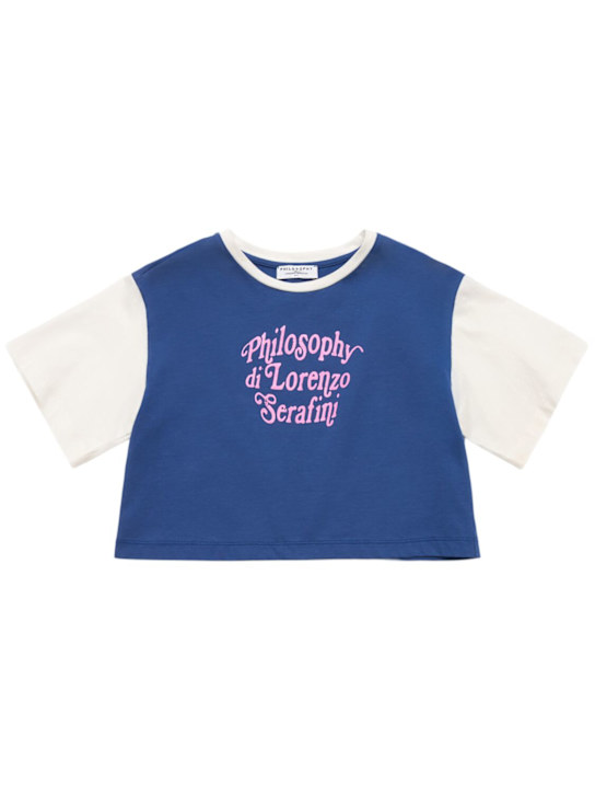 Philosophy: コットンジャージーTシャツ - ホワイト/ブルー - kids-girls_0 | Luisa Via Roma