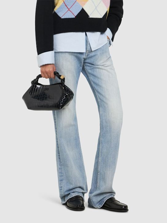 GANNI: Ganni Bou small embossed patent bag - women_1 | Luisa Via Roma